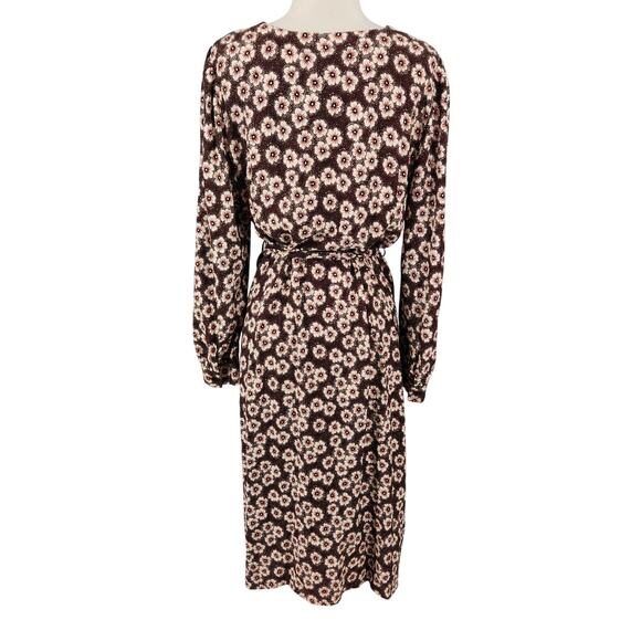 Isabella Oliver Floral Dress – Brown Long Sleeve Midi Tie Waist Maternity - Picture 5 of 10